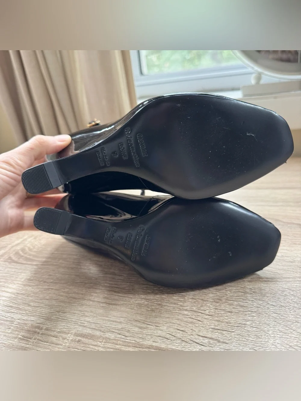 New Reformation x Camille Rowe Cheri Wedge Heels Black 7
